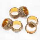 Penguin Home® Set Of 6 Handcrafted Glass Beaded Napkin Rings - Antique Gold Colour