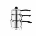 Penguin Home® Stainless Steel Saucepans With Glass Lids And Heat Resistant Bakelite Handles Set Of 3