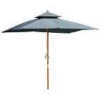Outsunny 3m Wooden Square Parasol (base not included) - Grey