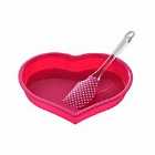 Interiors by PH Heart Baking Set with Hot Pink Silicone Mould and Pink & White Dot Silicone Spatula