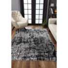 Modern Abstract Lines Pattern Contemporary Area Rug Black