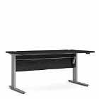 Prima Desk 150 Cm In Black Woodgrain With Height Adjustable Legs With Electric Control In Silver Grey Steel