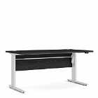Prima Desk 150 Cm In Black Woodgrain With Height Adjustable Legs With Electric Control In White