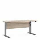 Prima Desk 150 Cm In Oak Effect With Height Adjustable Legs With Electric Control In Silver Grey Steel