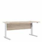 Prima Desk 150 Cm In Oak Effect With Height Adjustable Legs With Electric Control In White