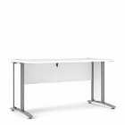 Prima Desk 150 Cm In White With Silver Grey Steel Legs
