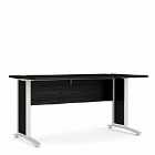 Prima Desk 150 Cm In Black Woodgrain With White Legs