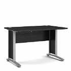 Prima Desk 120 Cm In Black Woodgrain With Silver Grey Steel Legs