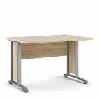 Prima Desk 120 Cm In Oak Effect With Silver Grey Steel Legs