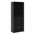 Prima Bookcase 2 Shelves With 2 Drawers And 2 File Drawers In Black Woodgrain