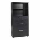Prima Bookcase 1 Shelf With 2 Drawers And 2 File Drawers In Black Woodgrain