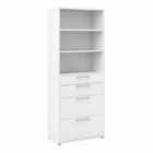 Prima Bookcase 2 Shelves With 2 Drawers And 2 File Drawers In White