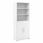 Prima Bookcase 5 Shelves With 2 Doors In White