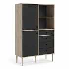 Rome Bookcase 2 Doors And 4 Drawers In Jackson Hickory Oak Effect With Matt Black