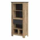 Rapallo 1 Drawer Bookcase In Chestnut And Matera Grey