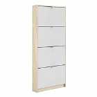 Shoes Hallway Storage Cabinet With 4 Tilting Doors And 1 Layer Oak Effect Structure White