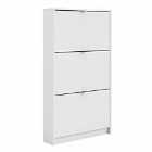 Shoes Hallway Storage Cabinet With 3 Tilting Doors And 1 Layer White