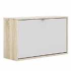 Shoes Hallway Storage Cabinet With 1 Tilting Door And 2 Layers Oak Effect Structure White