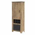 Rapallo 2 Door Cabinet With Wine Rack In Chestnut And Matera Grey