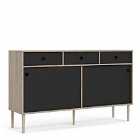 Rome Sideboard 2 Sliding Doors And 3 Drawers In Jackson Hickory Oak Effect And Matt Black