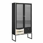 Stubbe China Cabinet 2 Frame Doors And 3 Drawers In Matt Black Oak Effect