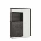 Zingaro Low Display Cabinet Left Hand In Grey And White