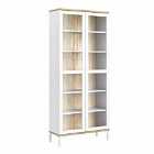 Roomers Display Cabinet Glazed 2 Doors In White And Oak Effect