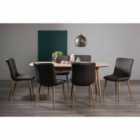Tuska Scandi Oak 6-8 Seater Dining Table & 6 Eriksen Dark Grey Faux Leather Chairs With Grey Rustic Oak Effect Legs