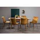 Tuska Scandi Oak 6-8 Seater Dining Table & 6 Eriksen Mustard Velvet Fabric Chairs With Grey Rustic Oak Effect Legs