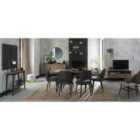 Rhoka Weathered Oak 6-8 Dining Table & 6 Upholstered Chairs In Dark Grey Fabric