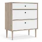 Rome Chest 3 Drawers In Jackson Hickory Oak Effect With Matt White