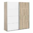 Verona Sliding Wardrobe 180Cm In Oak Effect With White And Oak Effect Doors With 5 Shelves