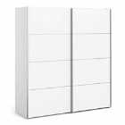 Verona Sliding Wardrobe 180Cm In White With White Doors With 5 Shelves