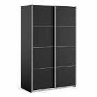 Verona Sliding Wardrobe 120Cm In Black Matt With Black Matt Doors With 2 Shelves