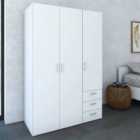 Space Wardrobe With 3 Doors And 3 Drawers White