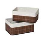 Premier Housewares Kankyo Bamboo Storage Boxes Set of 2 - Dark Brown