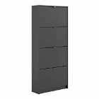 Shoes Hallway Storage Cabinet With 4 Tilting Doors And 2 Layers Matt Black