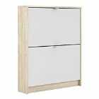 Shoes Hallway Storage Cabinet With 2 Tilting Doors And 1 Layer Oak Effect Structure White
