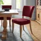 Dusk Rustic Oak Upholstered Chair - Crimson Velvet Fabric