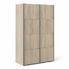 Verona Sliding Wardrobe 120Cm In Oak Effect With Oak Effect Doors With 2 Shelves