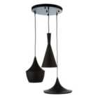 Premier Housewares Mensa Pendant Lamp with Black Aluminium Shades