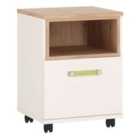 4Kids 1 Door Desk Mobile In Light Oak And White High Gloss (Lemon Handles)