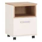 4Kids 1 Door Desk Mobile In Light Oak And White High Gloss (Lilac Handles)