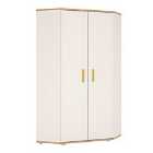 4Kids Corner Wardrobe In Light Oak And White High Gloss (Orange Handles)