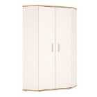 4Kids Corner Wardrobe In Light Oak And White High Gloss (Lilac Handles)