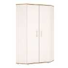 4Kids Corner Wardrobe In Light Oak And White High Gloss (Opalino Handles)