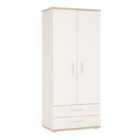 4Kids 2 Door 2 Drawer Wardrobe In Light Oak And White High Gloss (Opalino Handles)