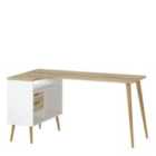 Oslo Desk 2 Drawers In White And Oak Effect