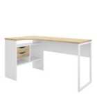 Function Plus Corner Desk 2 Drawers In White And Oak Effect