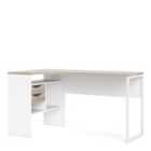 Function Plus Corner Desk 2 Drawers In White And Truffle Oak Effect
